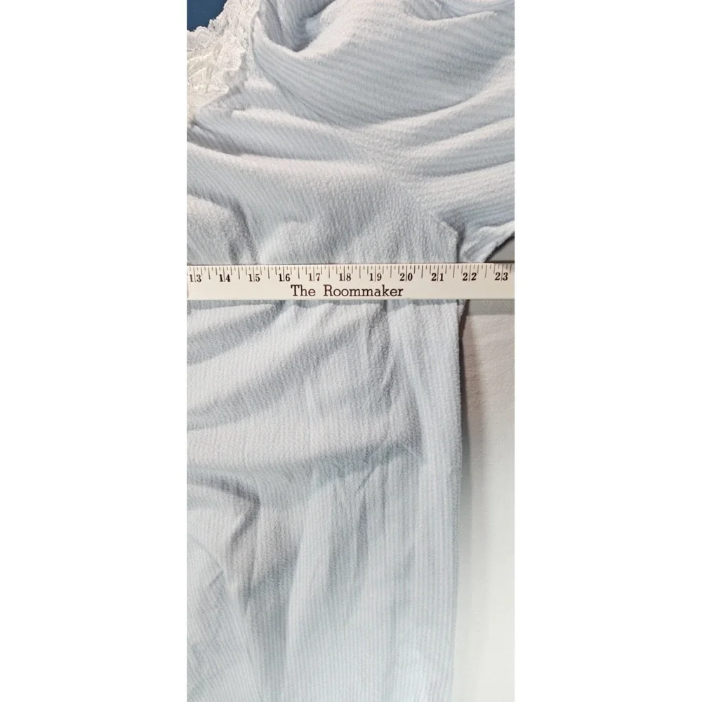 Vintage Katz Flannel Nightgown Blue Stripe Cotton Prairie Cottagecore Grannycore